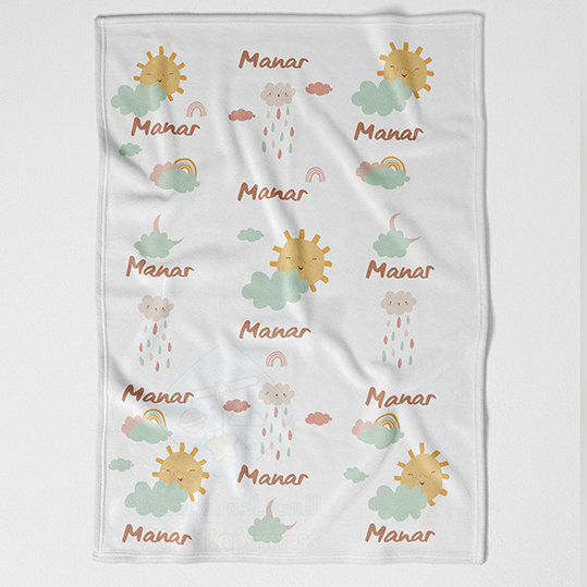 بطانية مينك ناعمة مع اسم الطفل