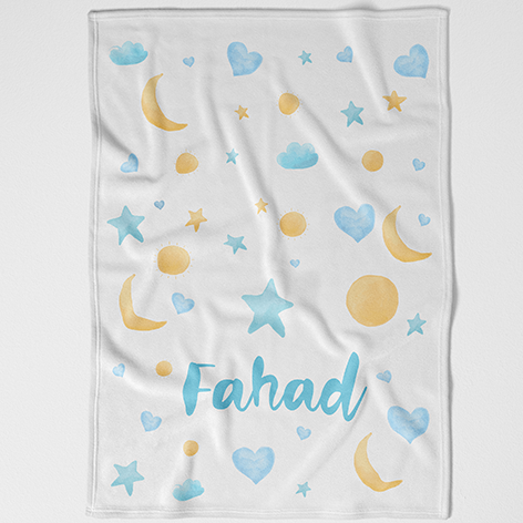 بطانية مينك ناعمة مع اسم الطفل